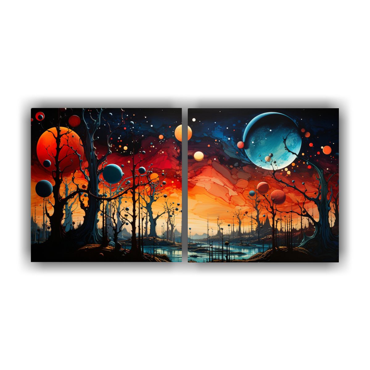 GENERICO - Dos Lienzos Modernos Rectangulares De Deep Dream 140x70 Cm