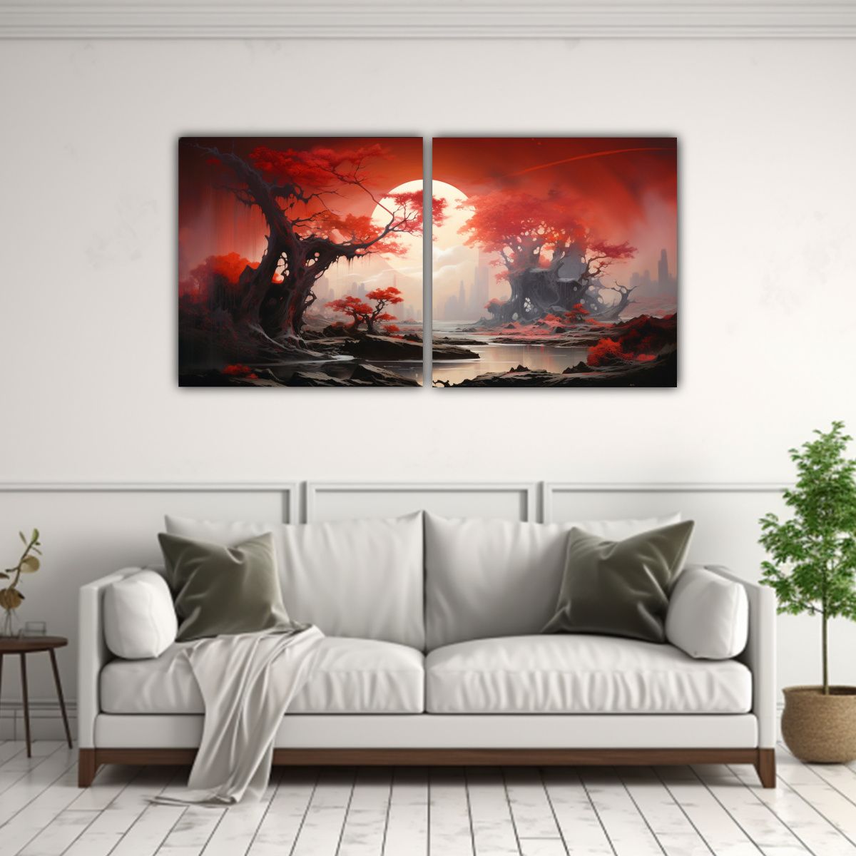 GENERICO - Conjunto De Paisajes Abstractos Modernos En Lienzo 120x60 Cm