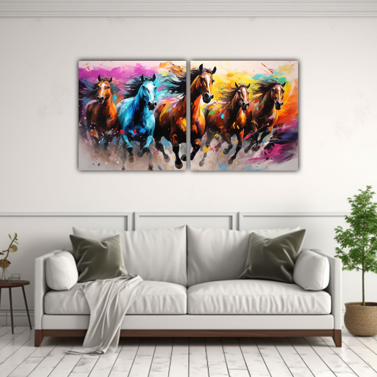 GENERICO - Cuadros De Caballos Abstractos Para Decoración 120x60 Cm