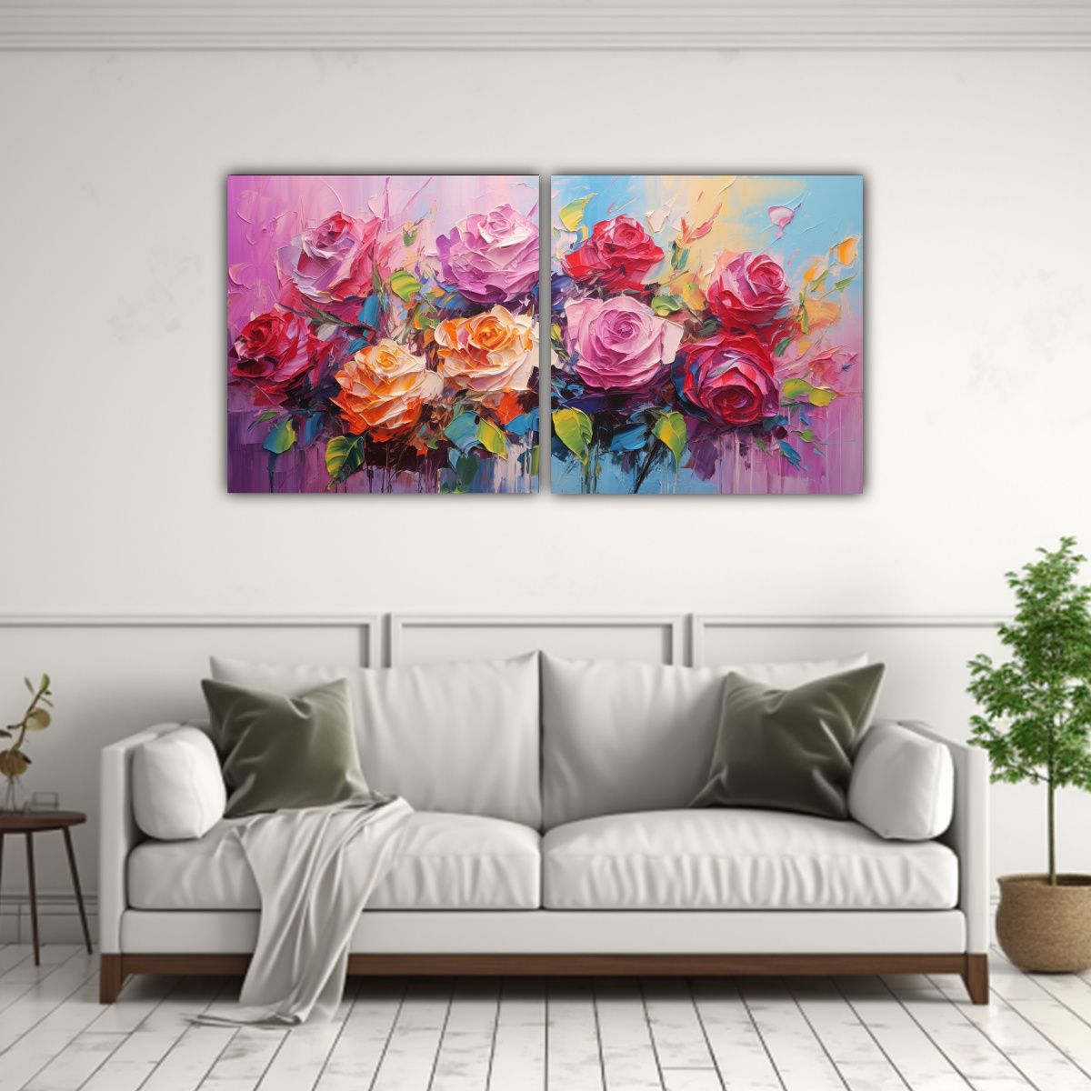 GENERICO - Set 2 Lienzos De Tela Impreso Armonía De Colores 120x60 Cm