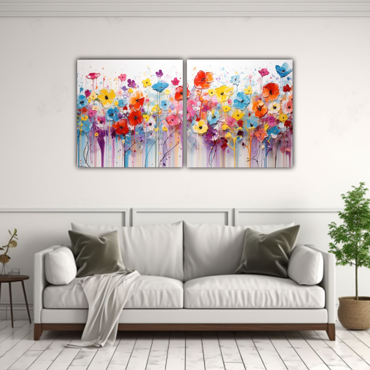 GENERICO - Díptico Colores Adorable Pintura Acrílica 140x70 Cm