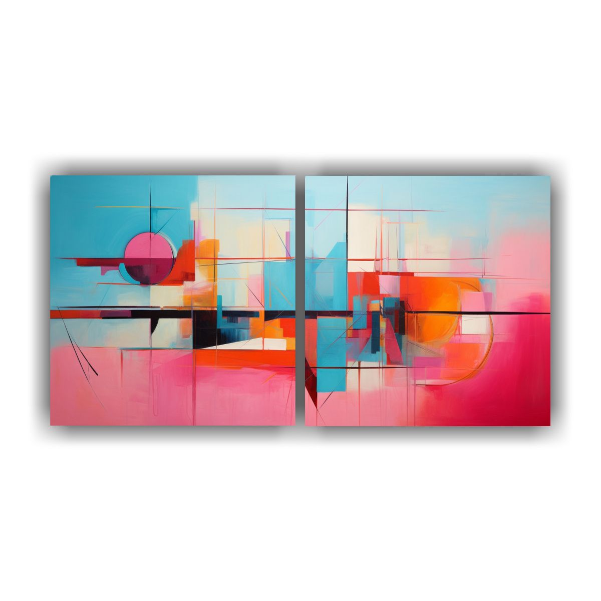 GENERICO - Conjunto De Cuadros Abstractos En Colores 120x60 Cm