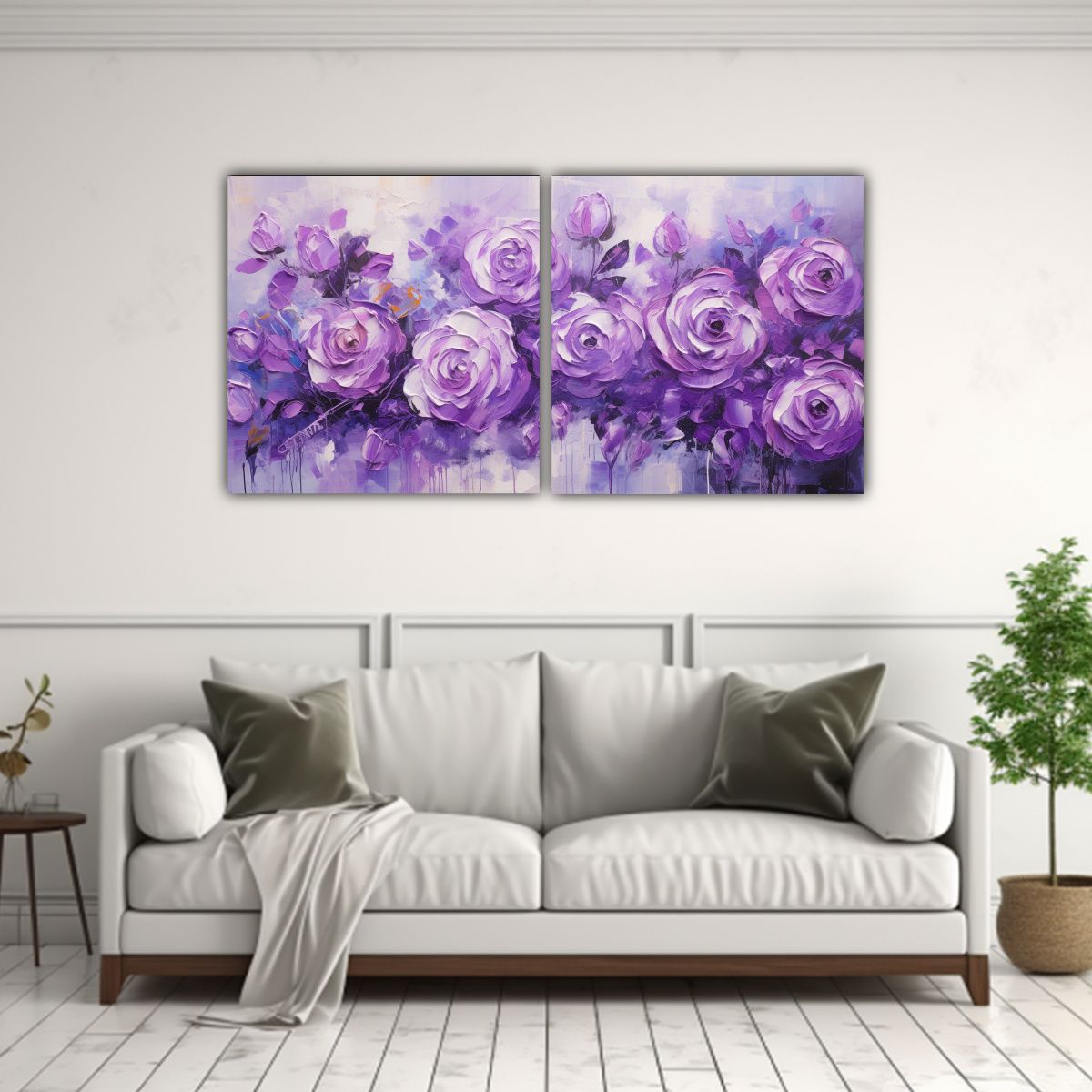 GENERICO - Cuadro Inspirador Perspectiva De Rosas Púrpuras 140x70 Cm