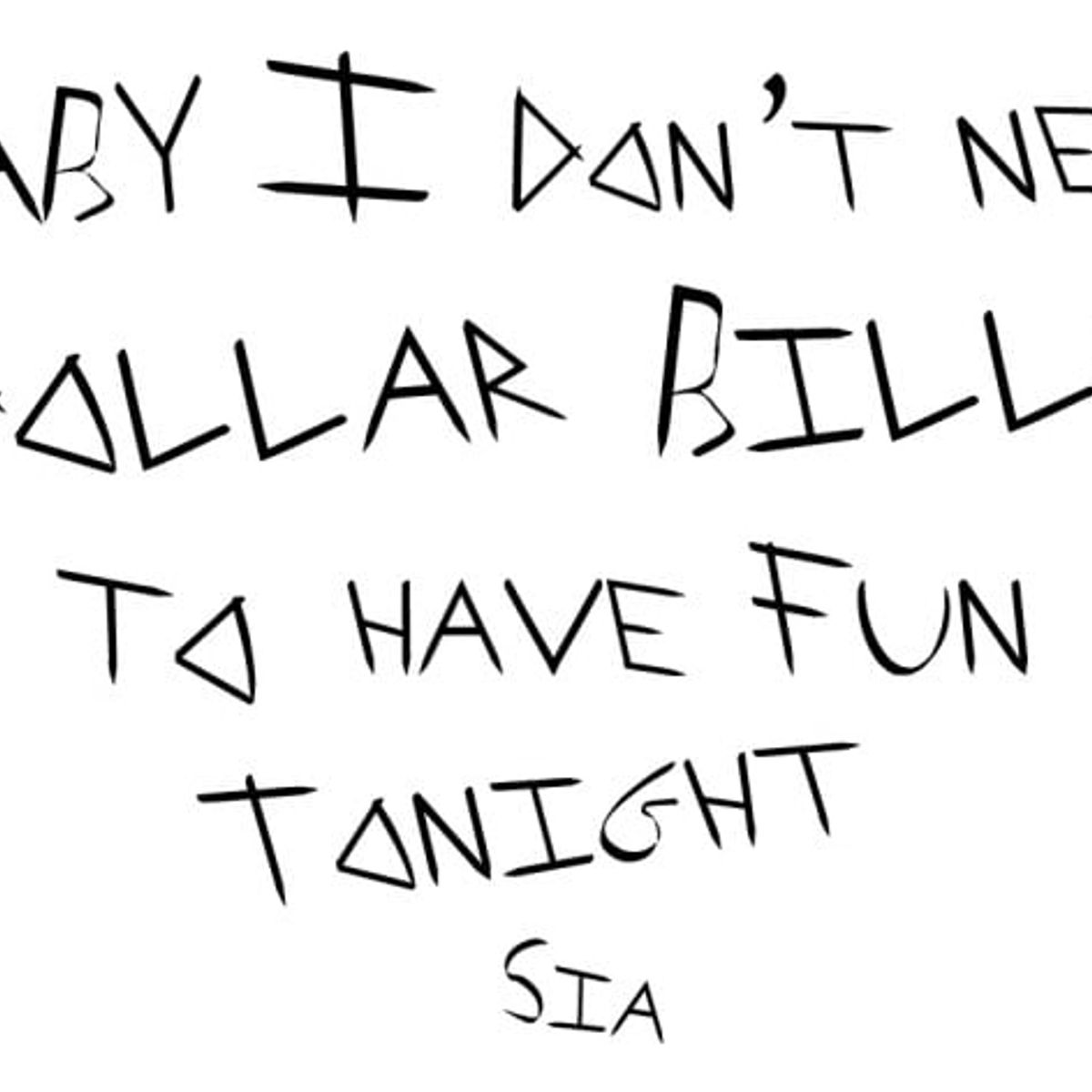 GENERICO - Decomural Dollar Bills Sia Song Lyrics WS-44058