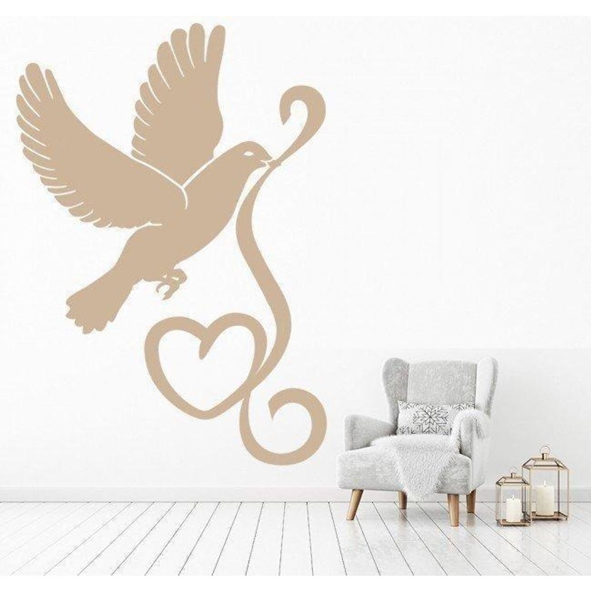 GENERICO - Decomural Dove Heart Birds & Feathers WS-18788