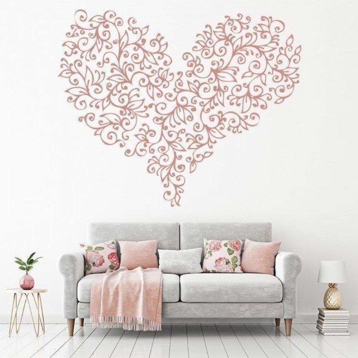 GENERICO - Decomural Floral Leaf Love Heart Sticker WS-18810