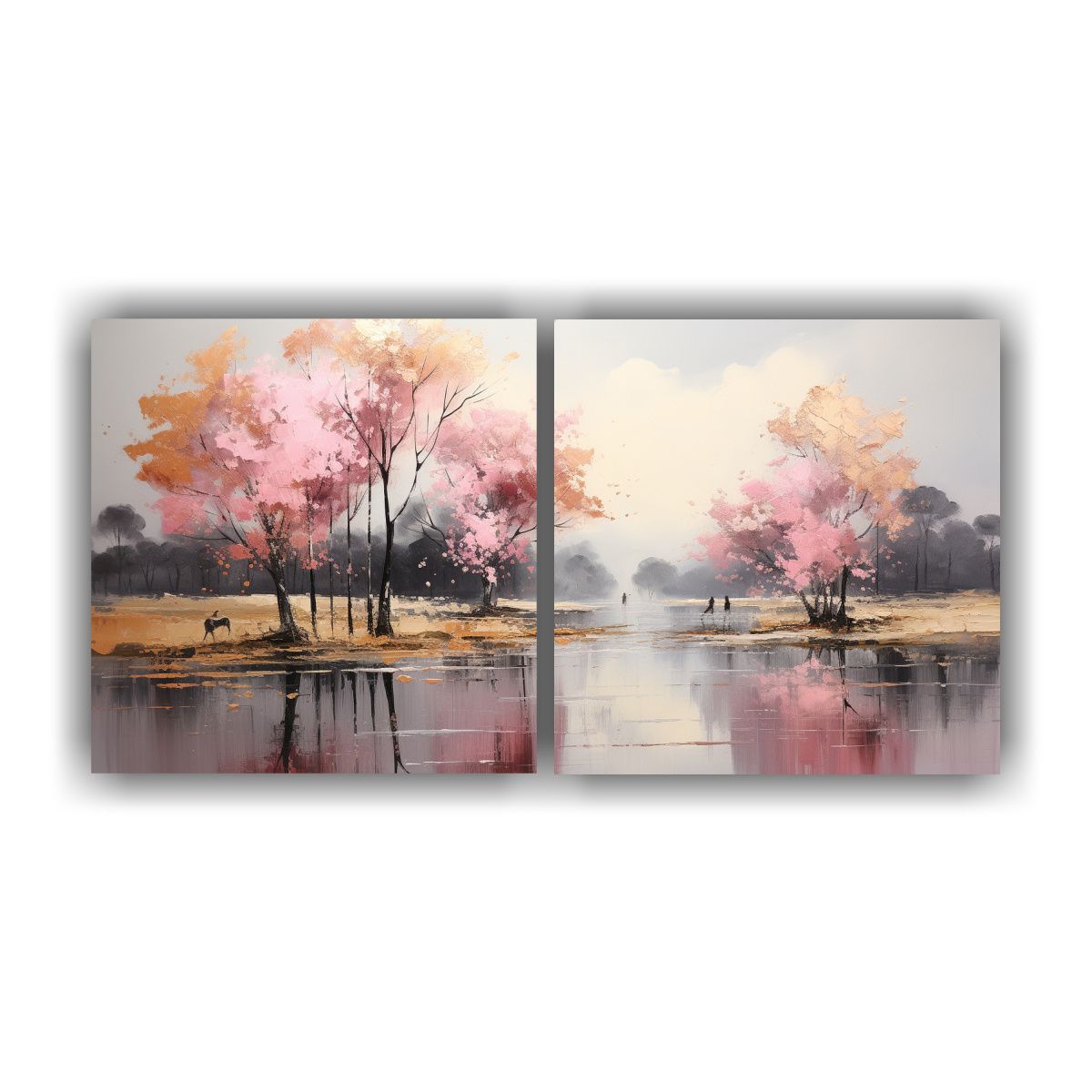 GENERICO - Dos Artes De Pared Cuadro Abstracta De Árboles 140x70 Cm