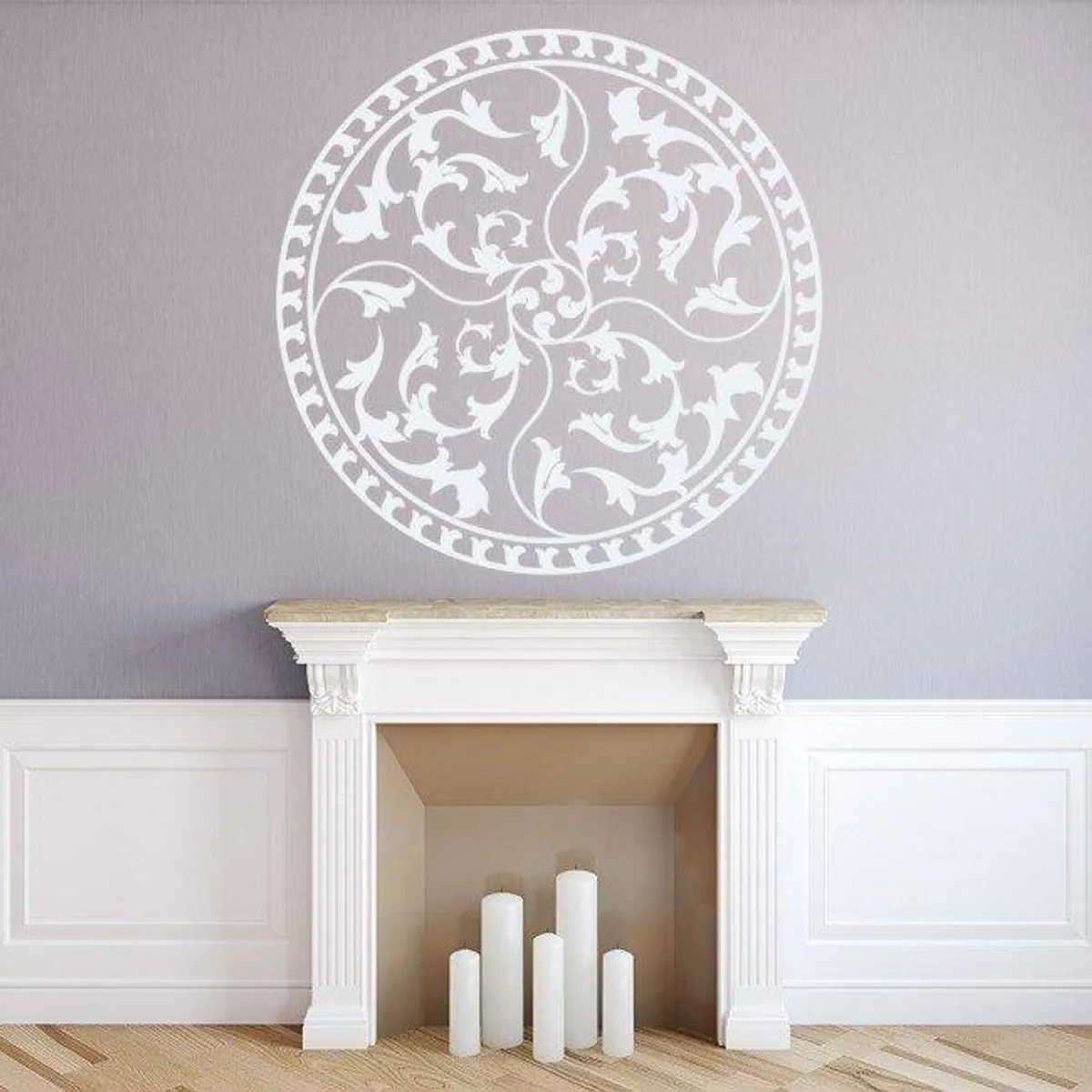 GENERICO - Decomural Leaf Pattern Circle Headboard WS-18927