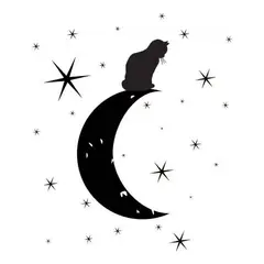 GENERICO - Decomural Cat Moon & Stars WS-44120