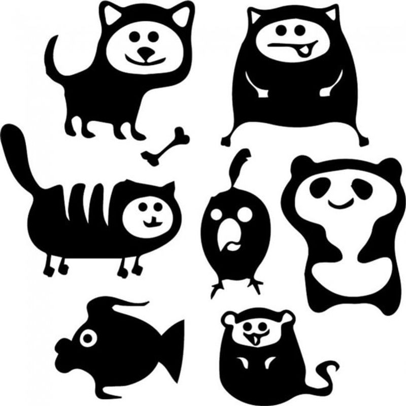 GENERICO - Decomural Cute Cartoon Animals Cat Dog Set WS-32701
