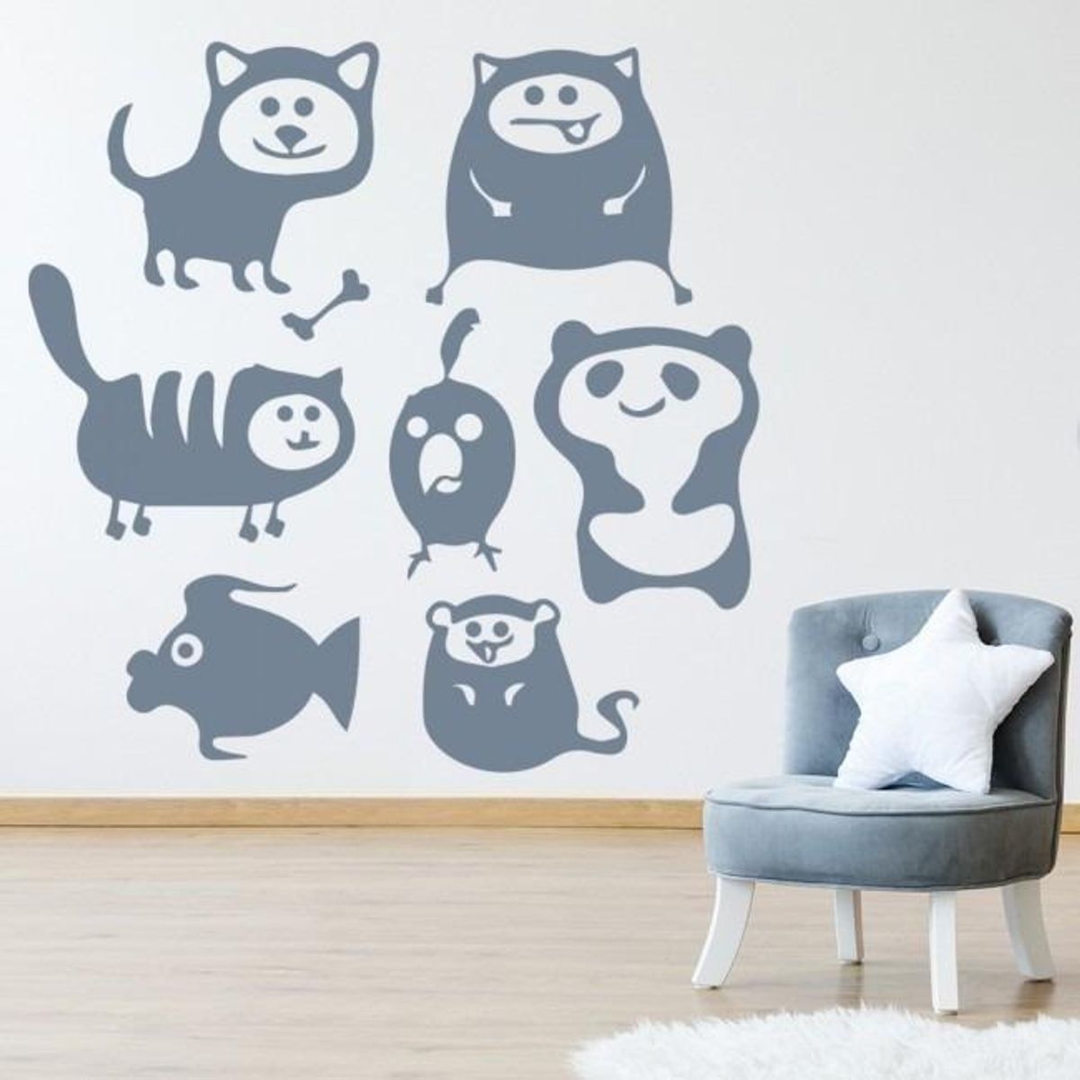 GENERICO - Decomural Cute Cartoon Animals Cat Dog Set WS-32701
