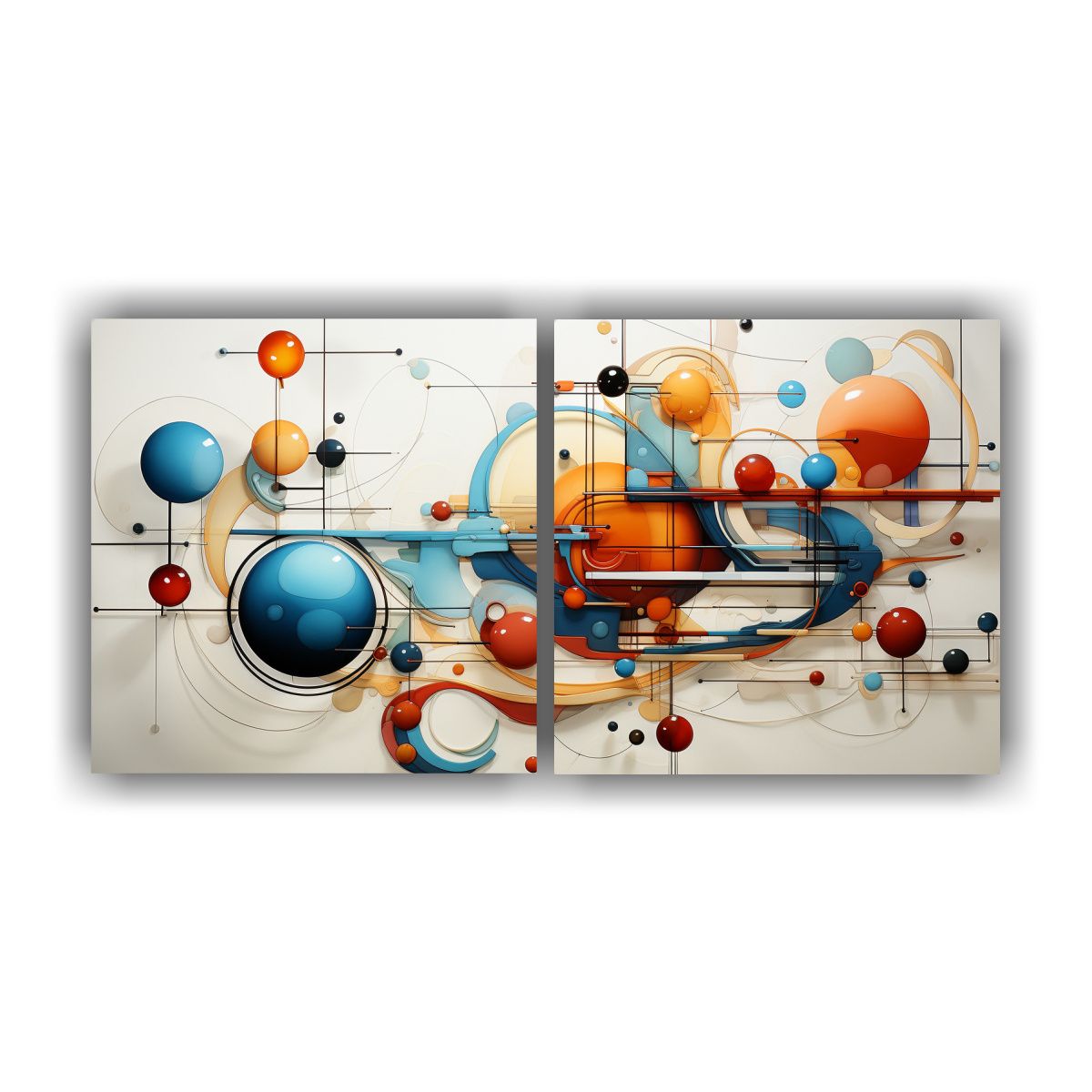 GENERICO - Dos Cuadros Abstractos De Tela Hermosa Alegría 120x60 Cm