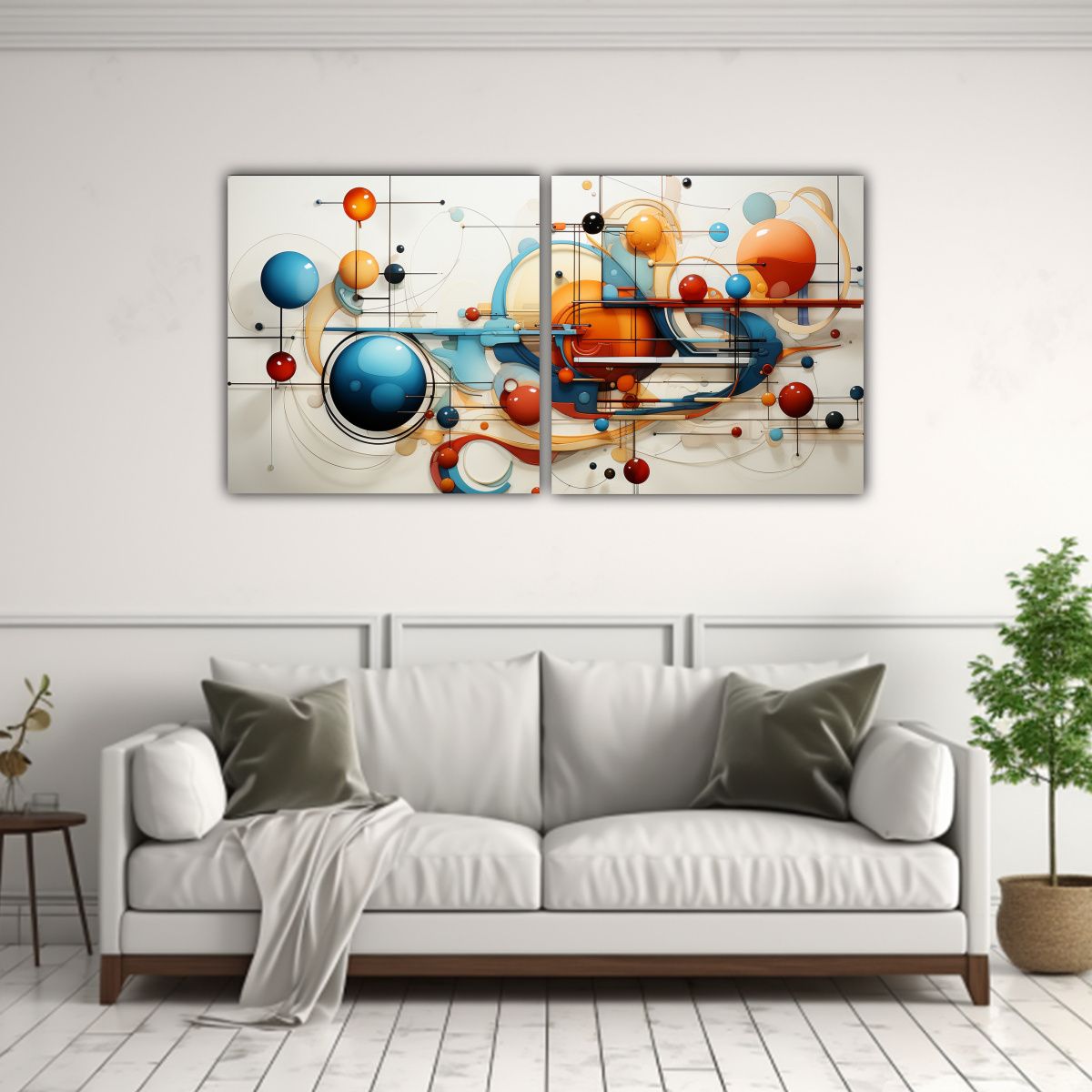 GENERICO - Dos Cuadros Abstractos De Tela Hermosa Alegría 120x60 Cm