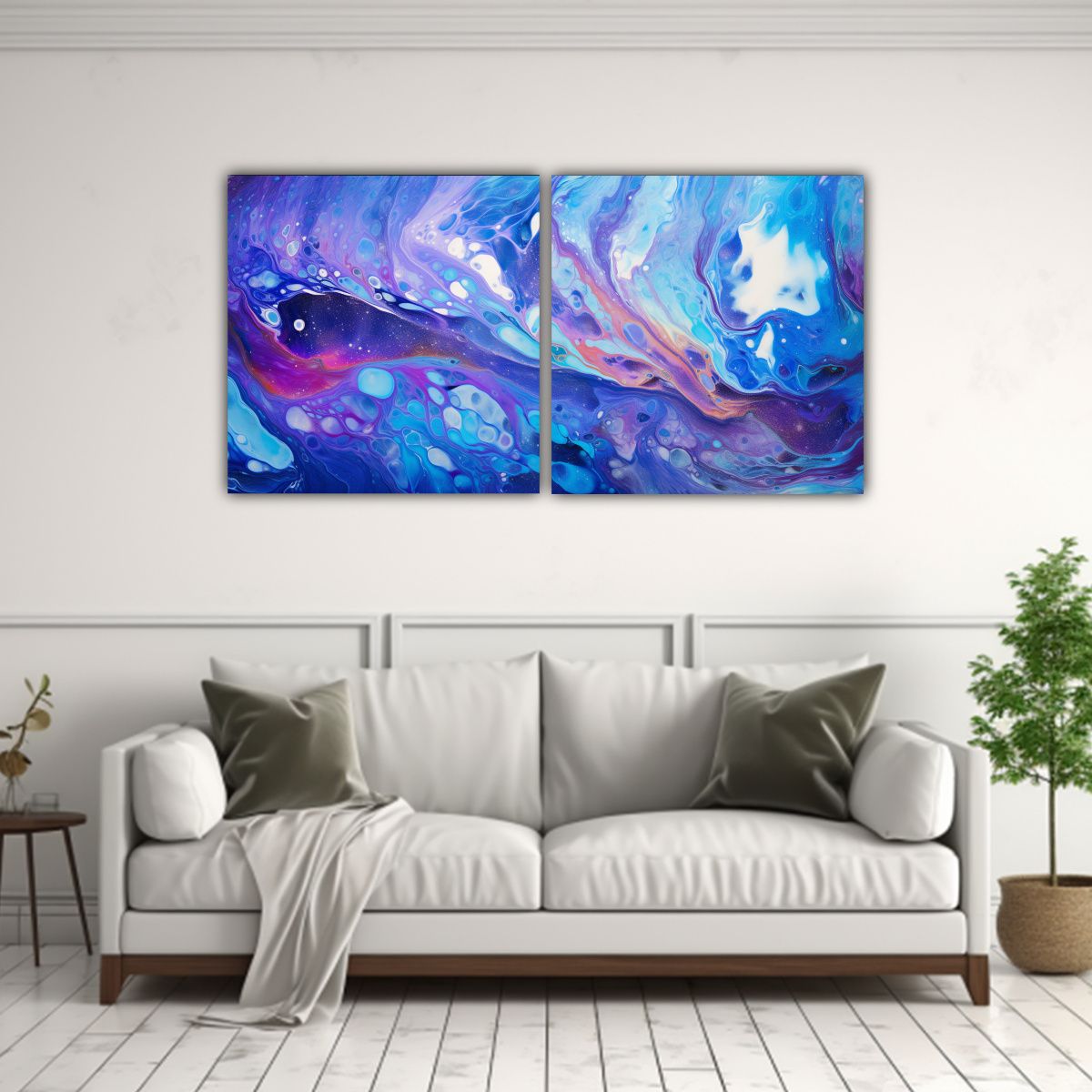 GENERICO - Pintura Abstracta Díptico Con Tema De Vitalidad 140x70 Cm