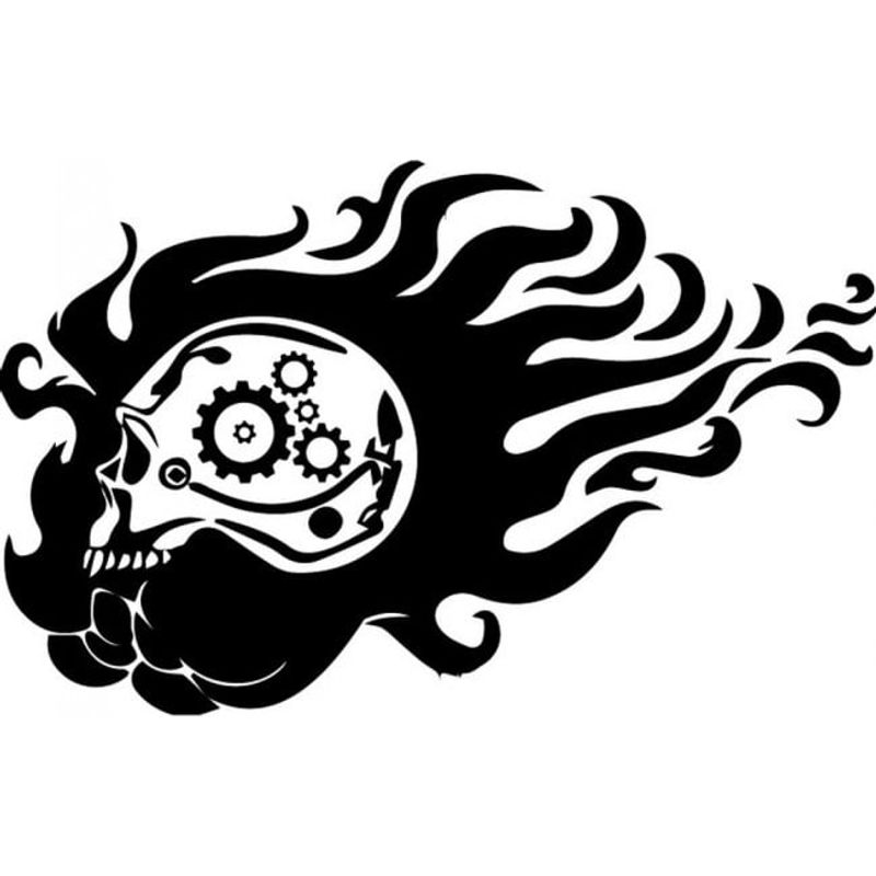 GENERICO - Decomural Flaming Skull Gears Halloween WS-32754