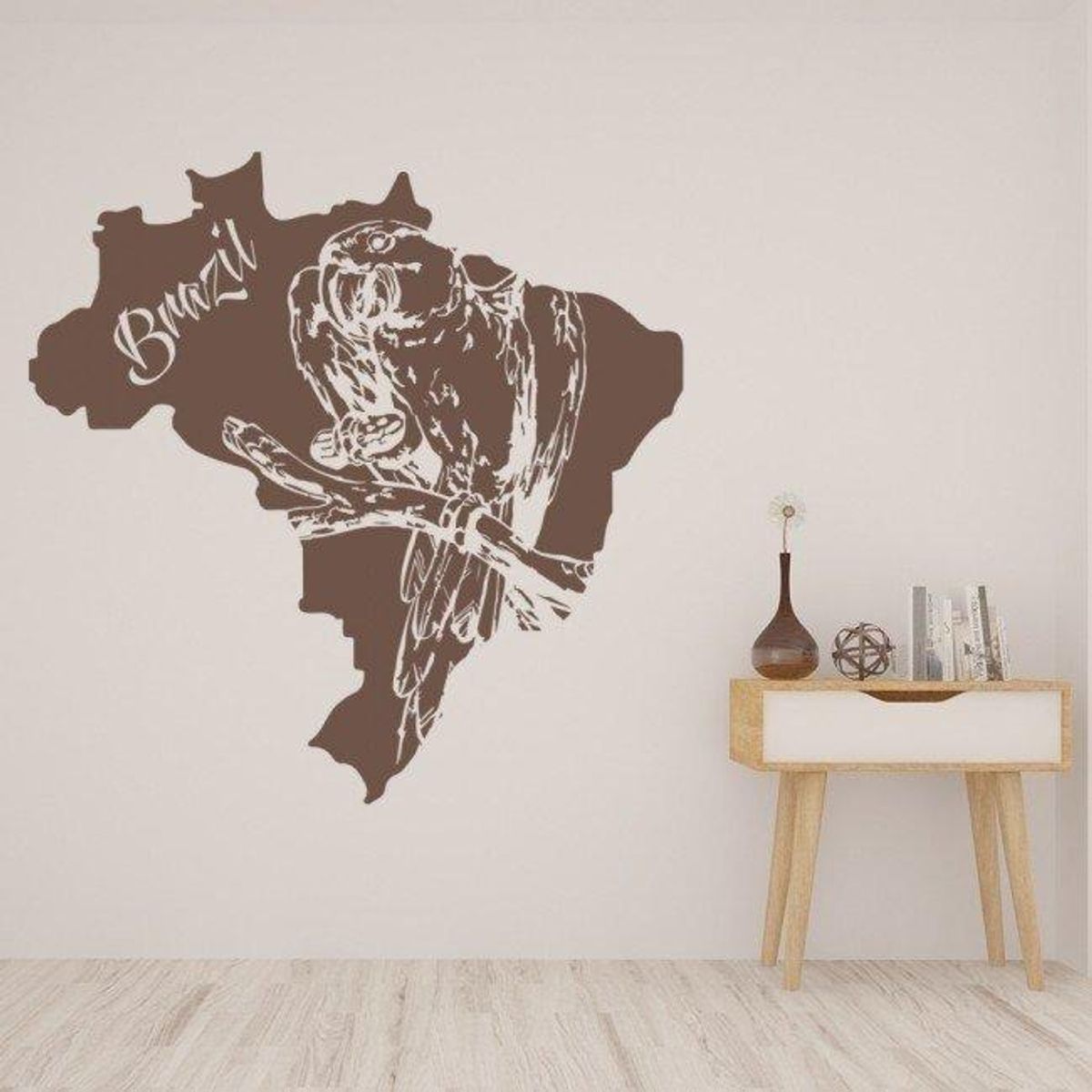 GENERICO - Decomural Brazil Map Parrot Bird WS-32756