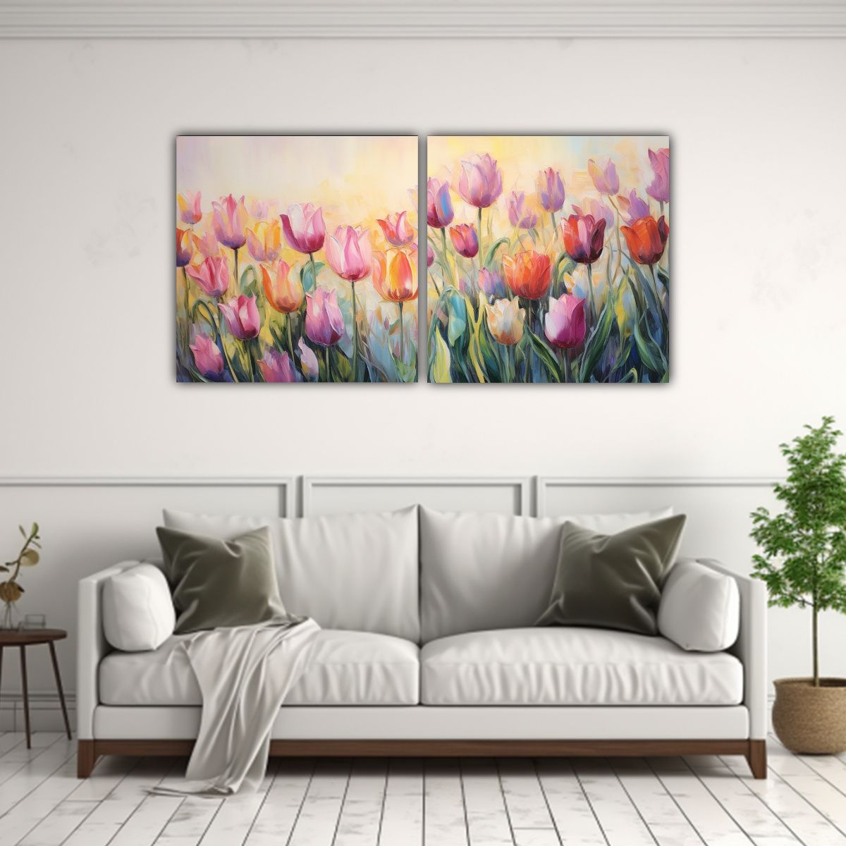 GENERICO - Pintura Vibrante De Tulipanes En Lienzo Efecto 140x70 Cm