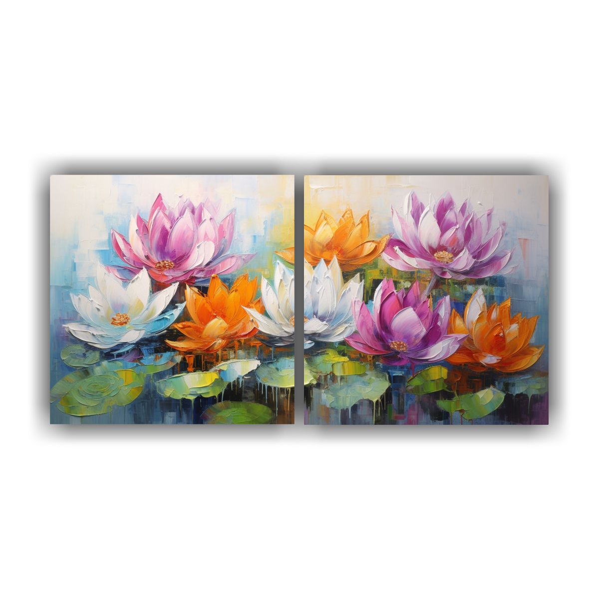 GENERICO - Pintura En Lienzo De Loto En Colores Vibrantes 140x70 Cm