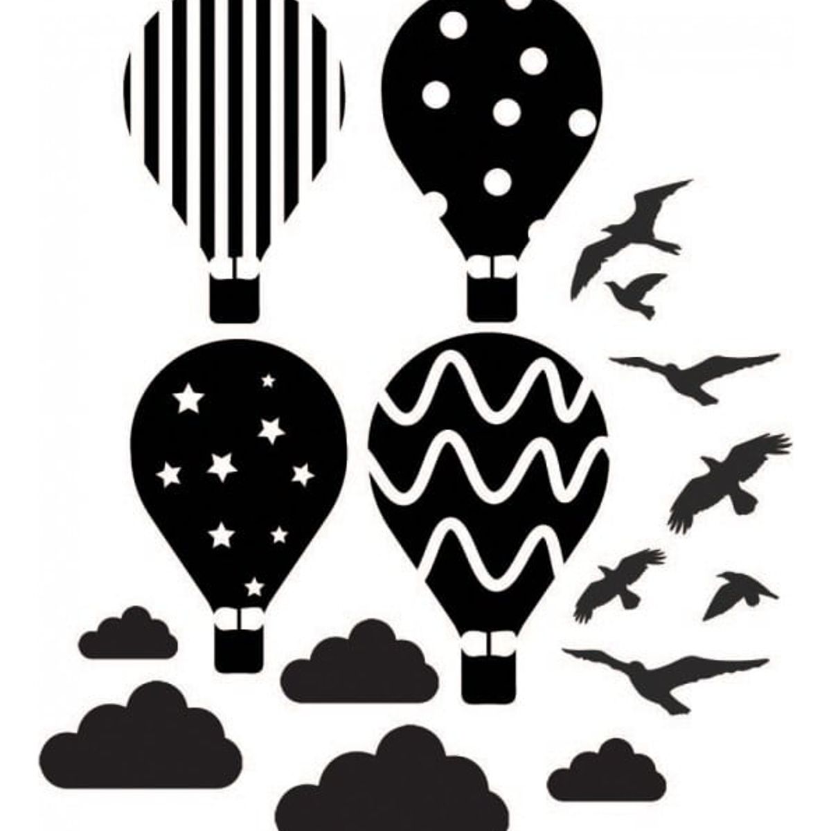 GENERICO - Decomural Hot Air Balloon Birds Clouds Set WS-44175