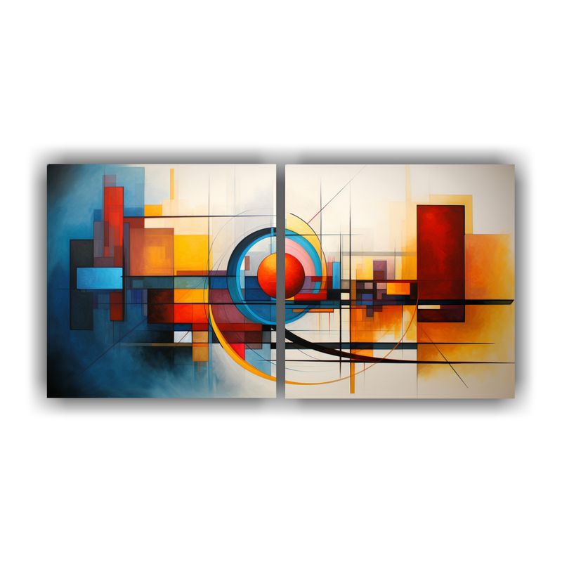 GENERICO - Díptico De Cuadros Abstractos Modernos Y Claros 140x70 Cm