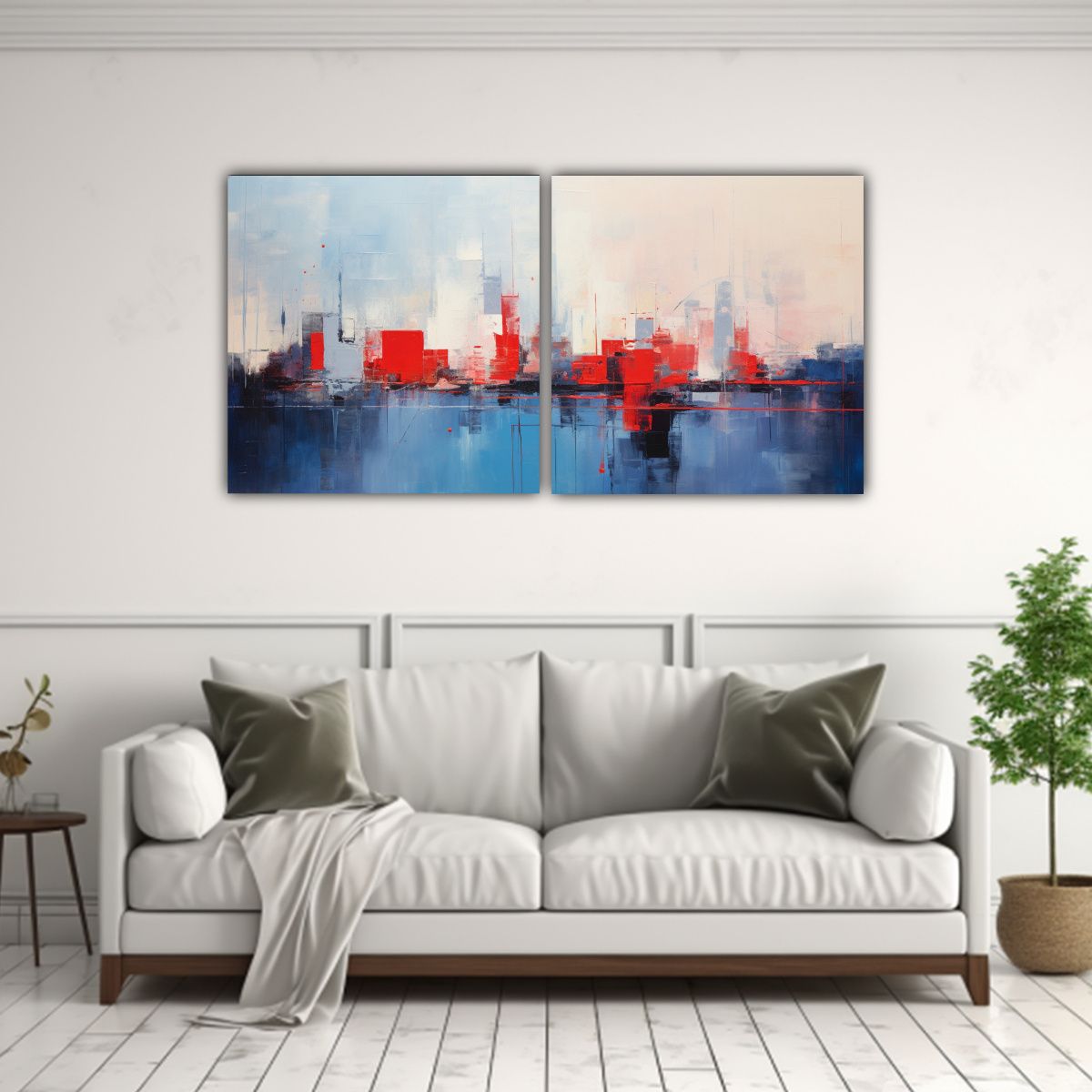 GENERICO - Pintura Abstracta De La Ciudad Pintada En Azul 120x60 Cm