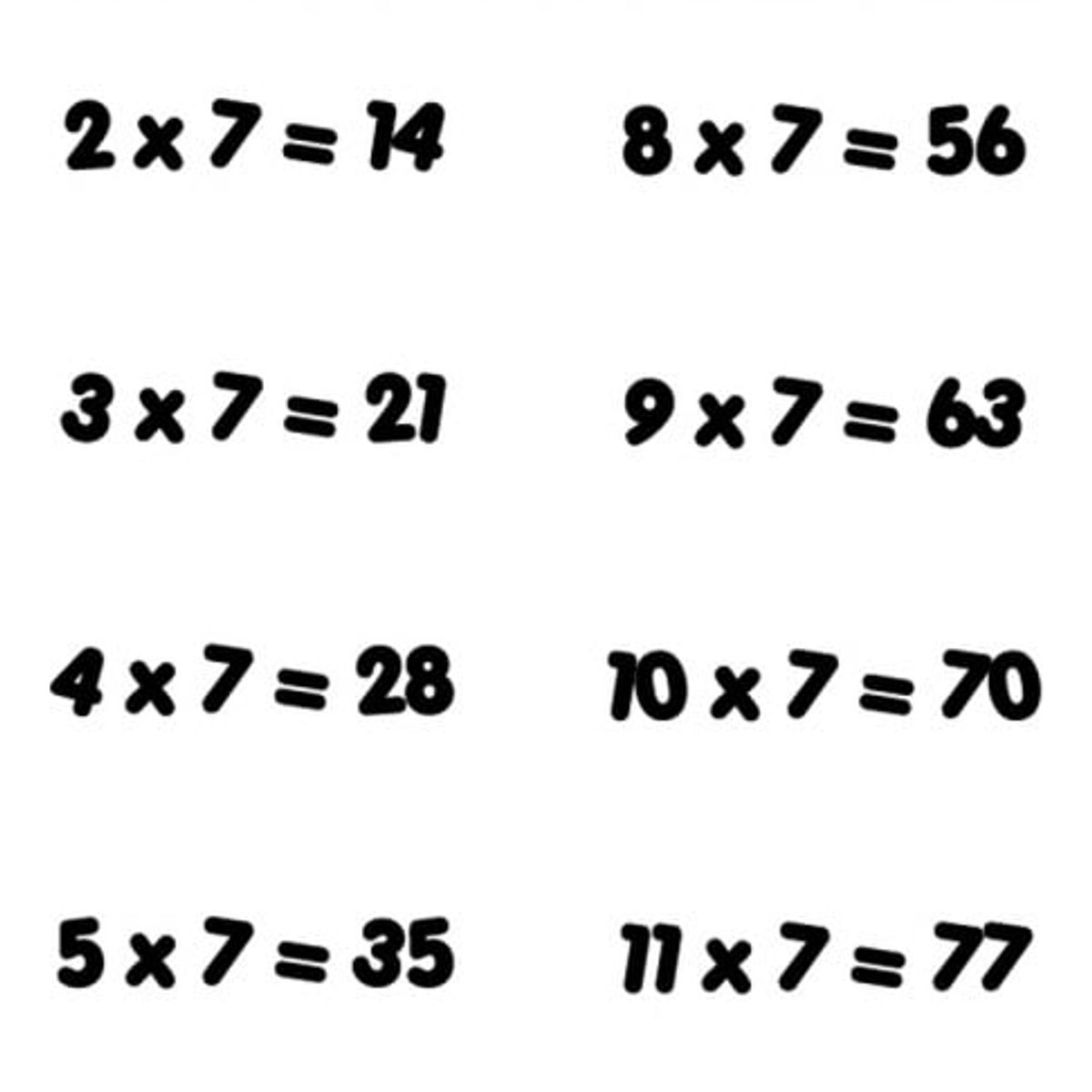 GENERICO - Decomural 7 Times Table Math WS-34439