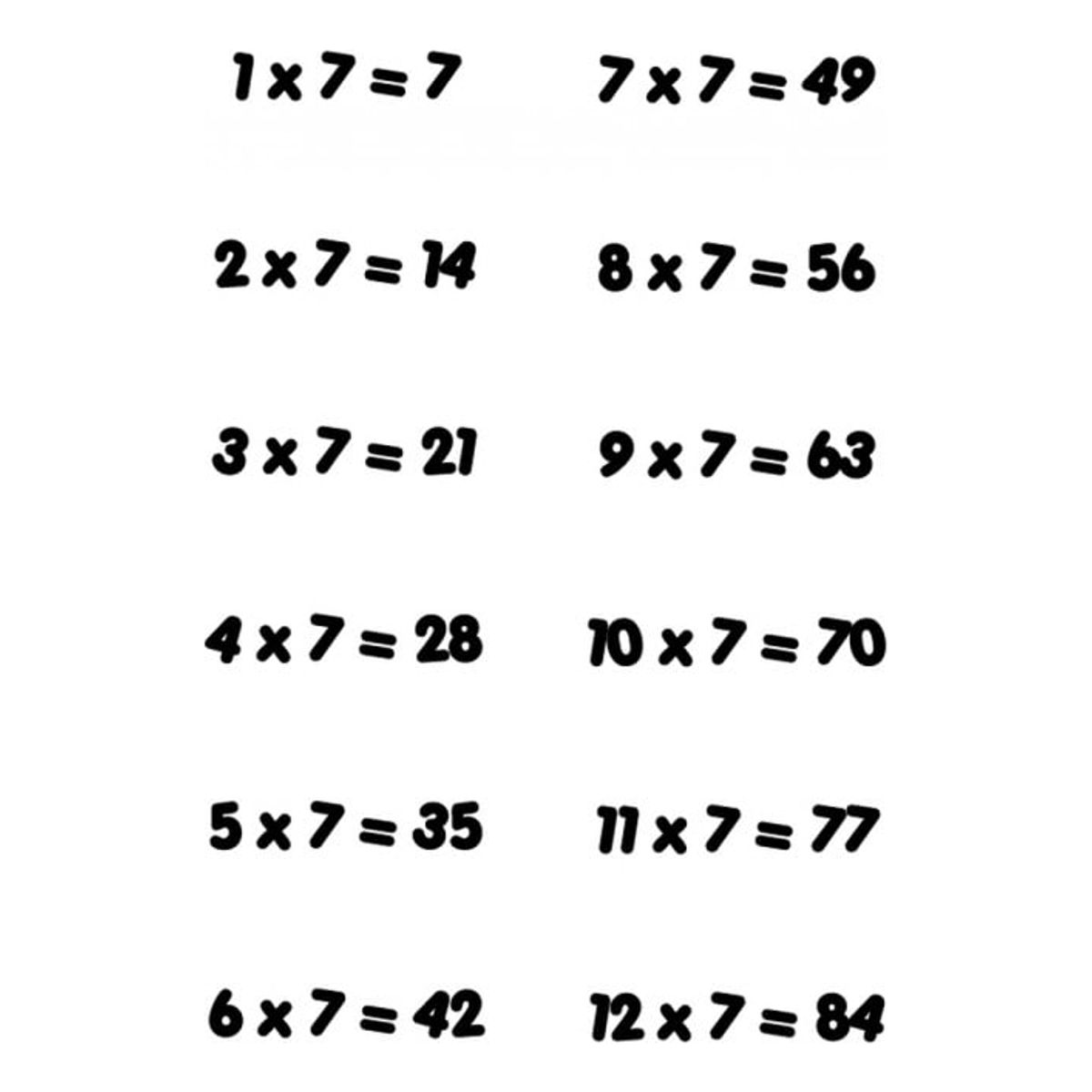 GENERICO - Decomural 7 Times Table Math WS-34439