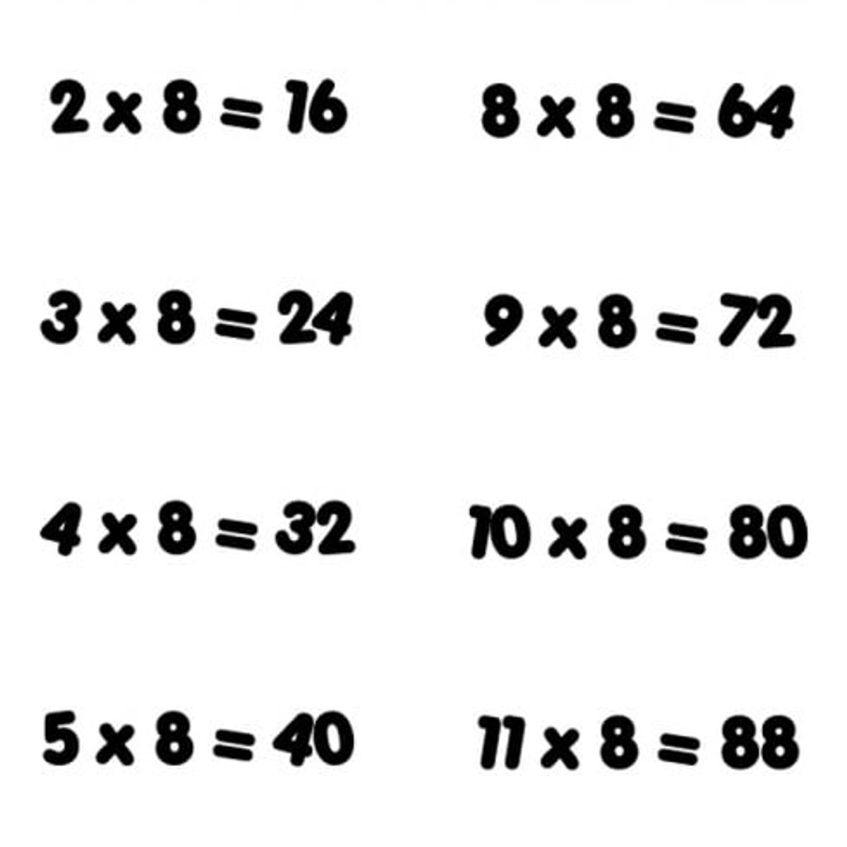 GENERICO - Decomural 8 Times Table Math WS-34440