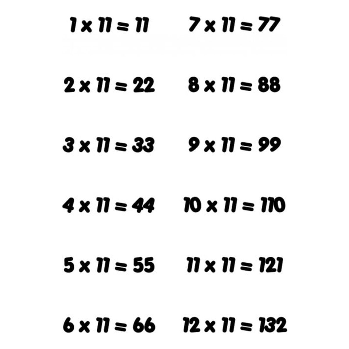 GENERICO - Decomural 11 Times Table Math - Schools WS-34443