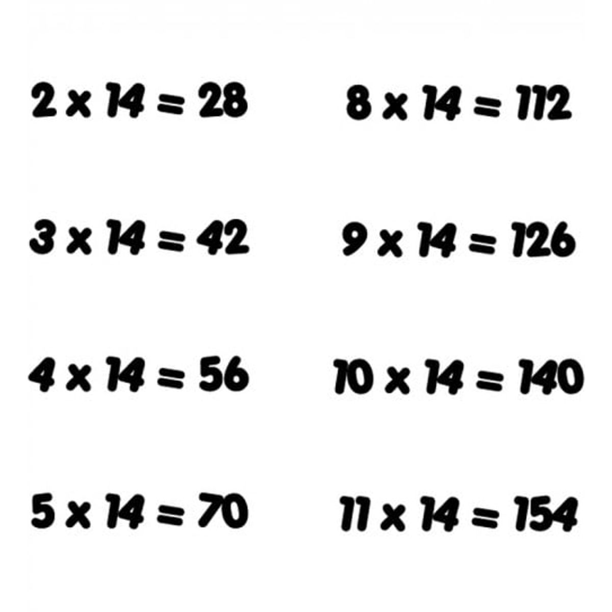 GENERICO - Decomural 14 Times Table Math WS-34446