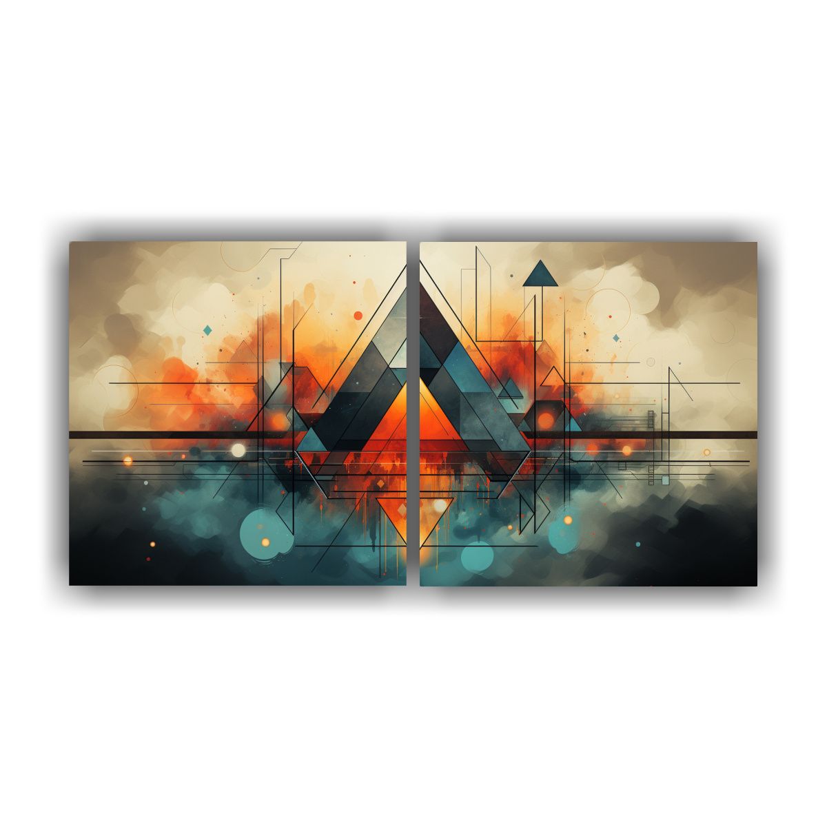 GENERICO - Set 2 Pinturas Decorativas Abstractas De Ambiente 120x60 Cm