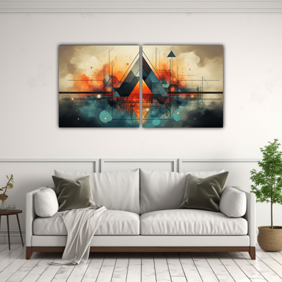 GENERICO - Set 2 Pinturas Decorativas Abstractas De Ambiente 120x60 Cm