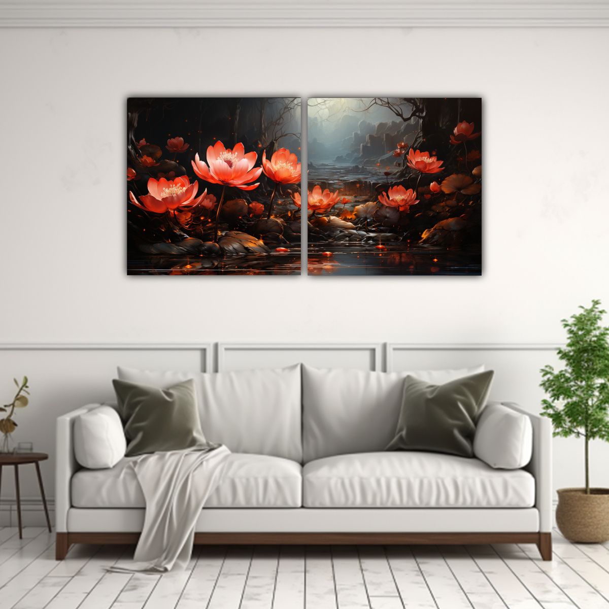 GENERICO - Dos Artes Moderno Simetrico Pintura En Lienzo 140x70 Cm