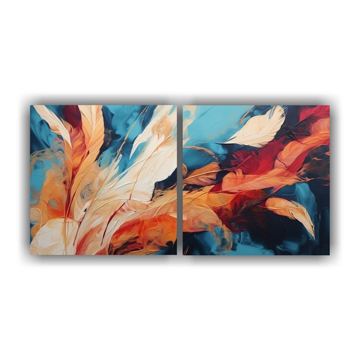 GENERICO - Pintura Abstracta Exclusiva Sobre Lienzo Set 2 140x70 Cm