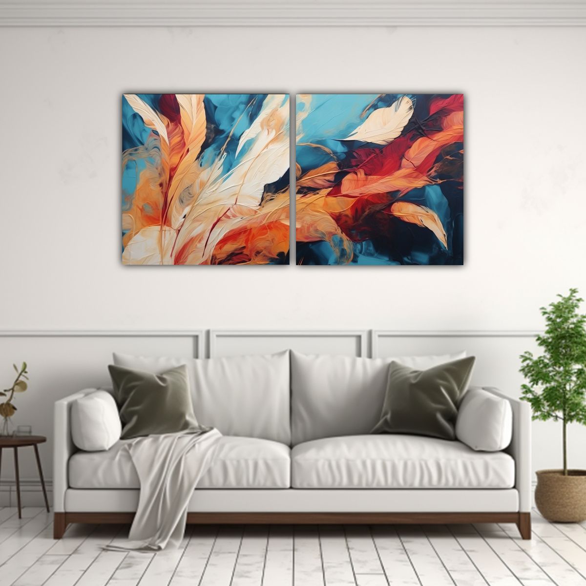 GENERICO - Pintura Abstracta Exclusiva Sobre Lienzo Set 2 140x70 Cm