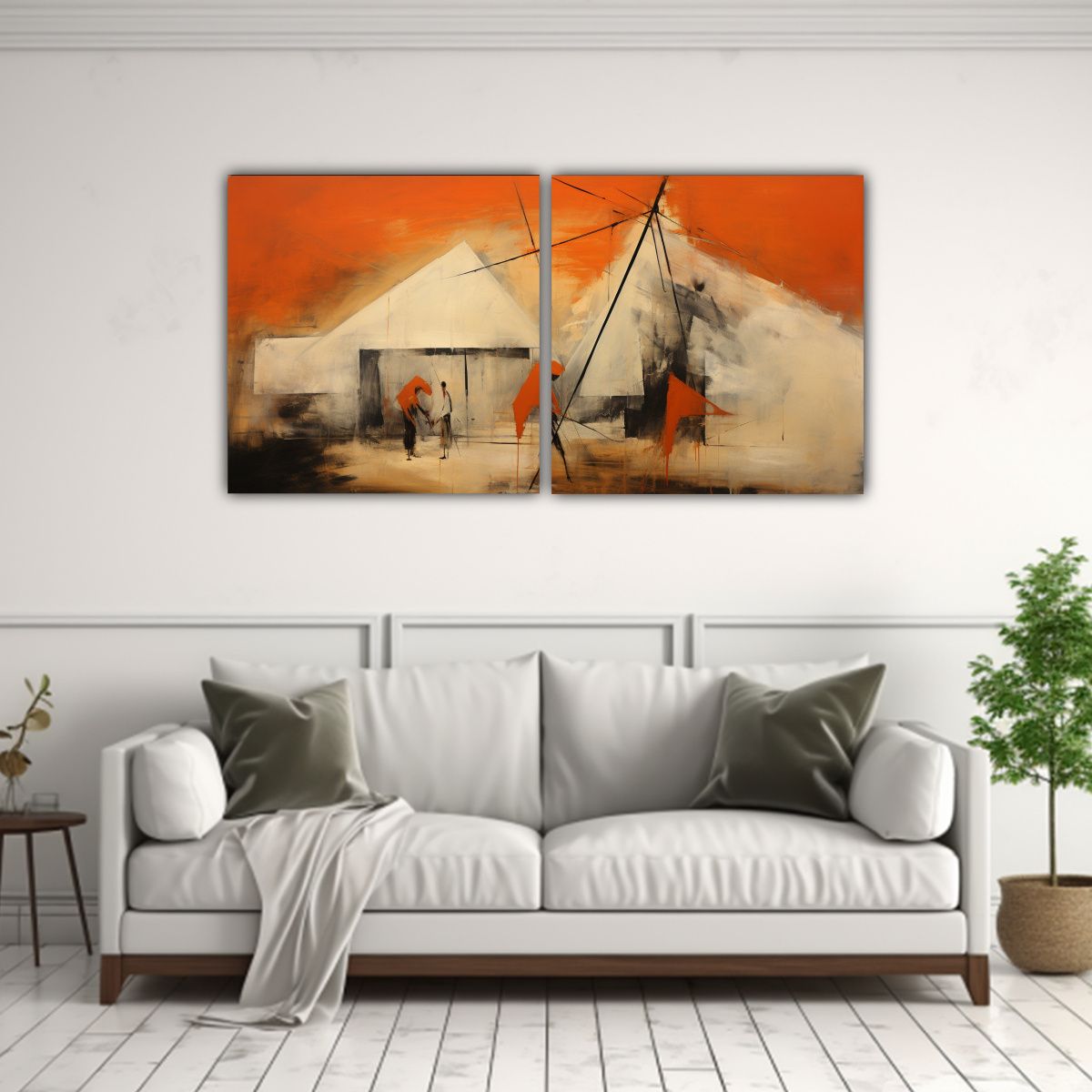 GENERICO - Set De 2 Pinturas Decorativas Abstractas 140x70 Cm
