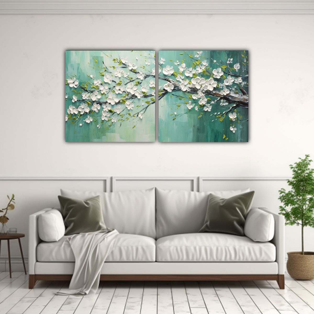 GENERICO - Pintura En Lienzo De Cerezos Verdes Con 140x70 Cm