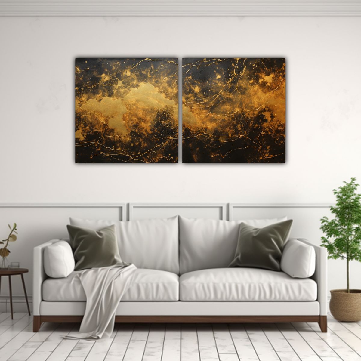 GENERICO - Pinturas Decorativas En Un Fondo Negro Dorado 120x60 Cm
