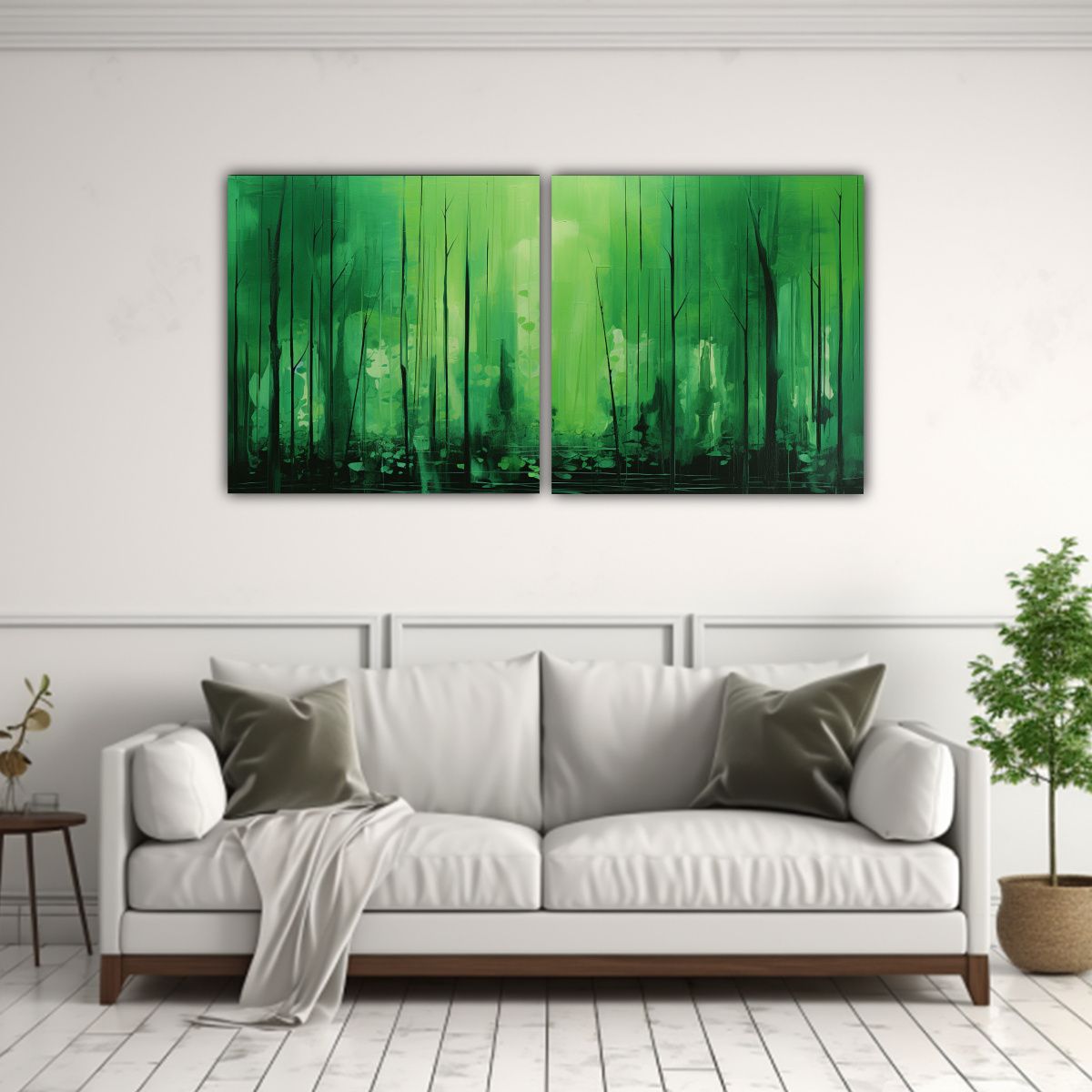 GENERICO - Pintura Abstracta Verde Vibrante Eco De Un 140x70 Cm