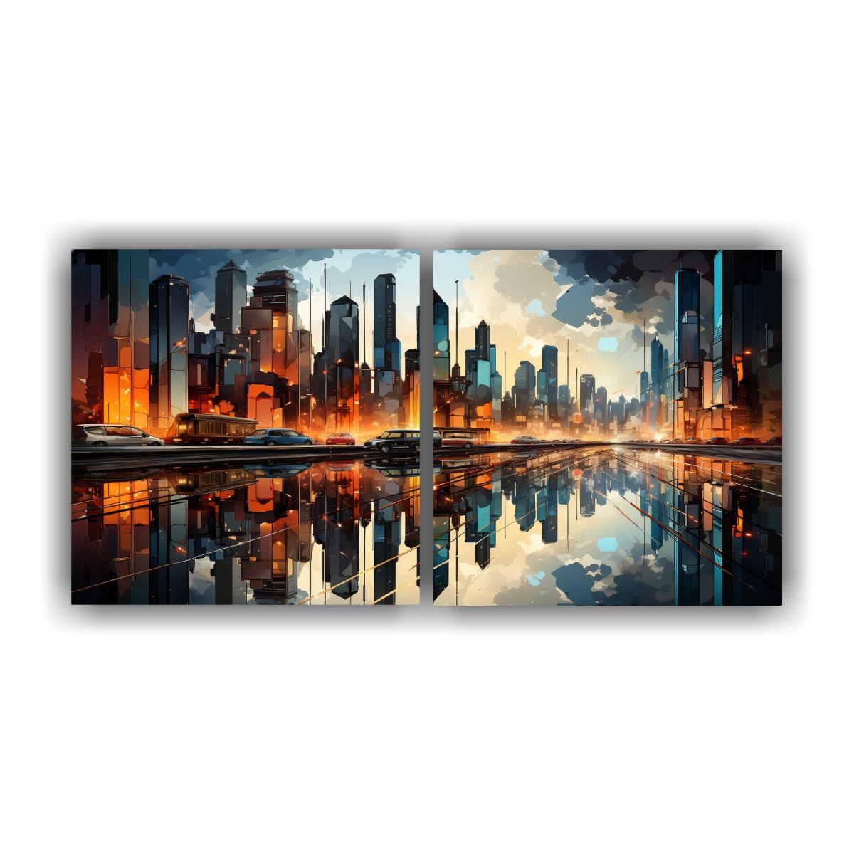 GENERICO - Pintura Cubista Relieve De Una Ciudad Fragmentada 160x80 Cm