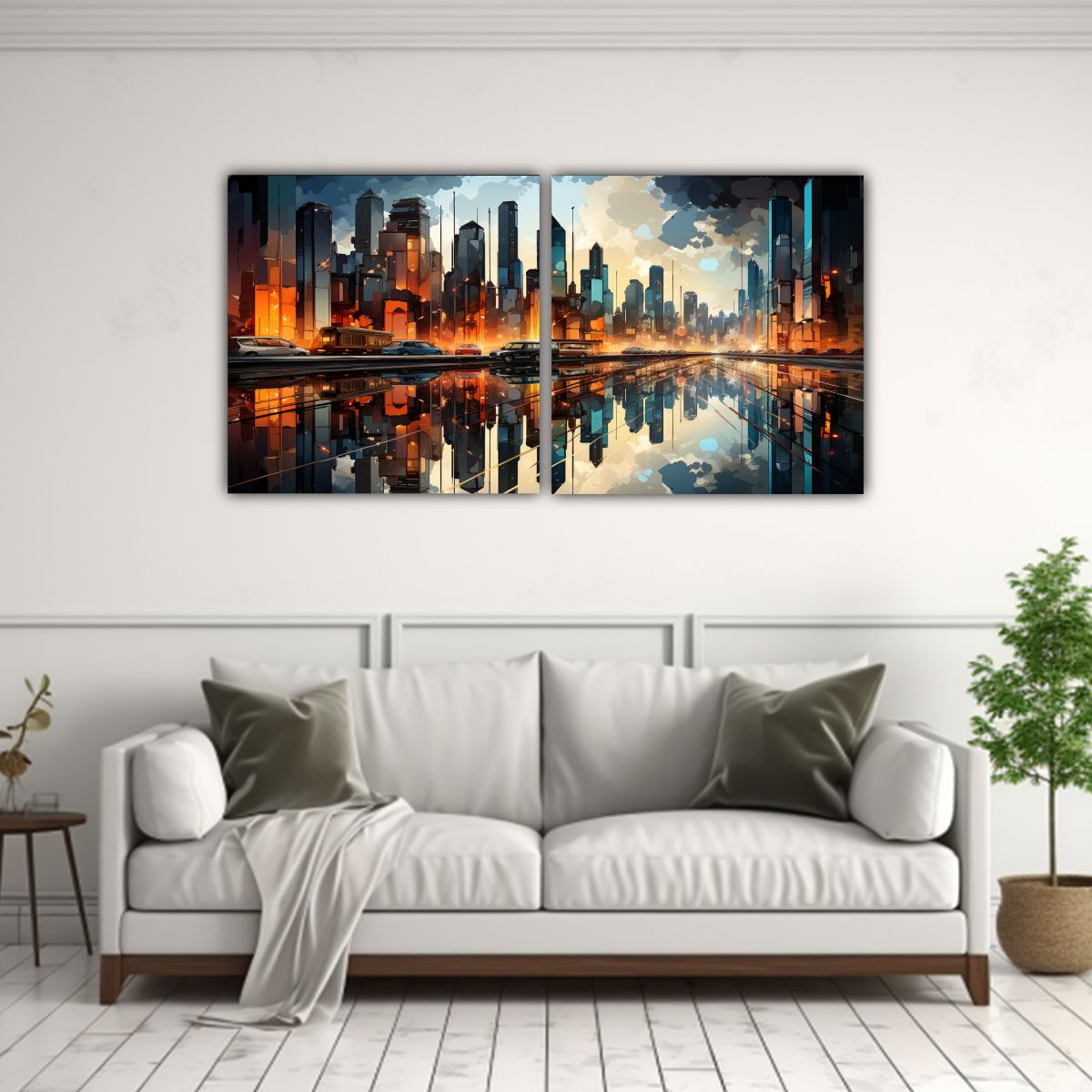 GENERICO - Pintura Cubista Relieve De Una Ciudad Fragmentada 160x80 Cm