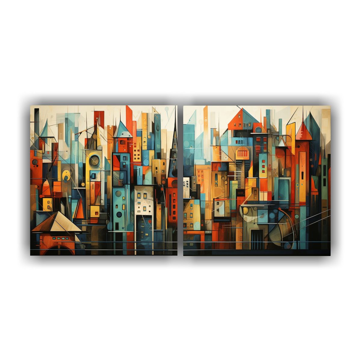 GENERICO - Paisaje Urbano Cubista Arte De Pared Con 120x60 Cm