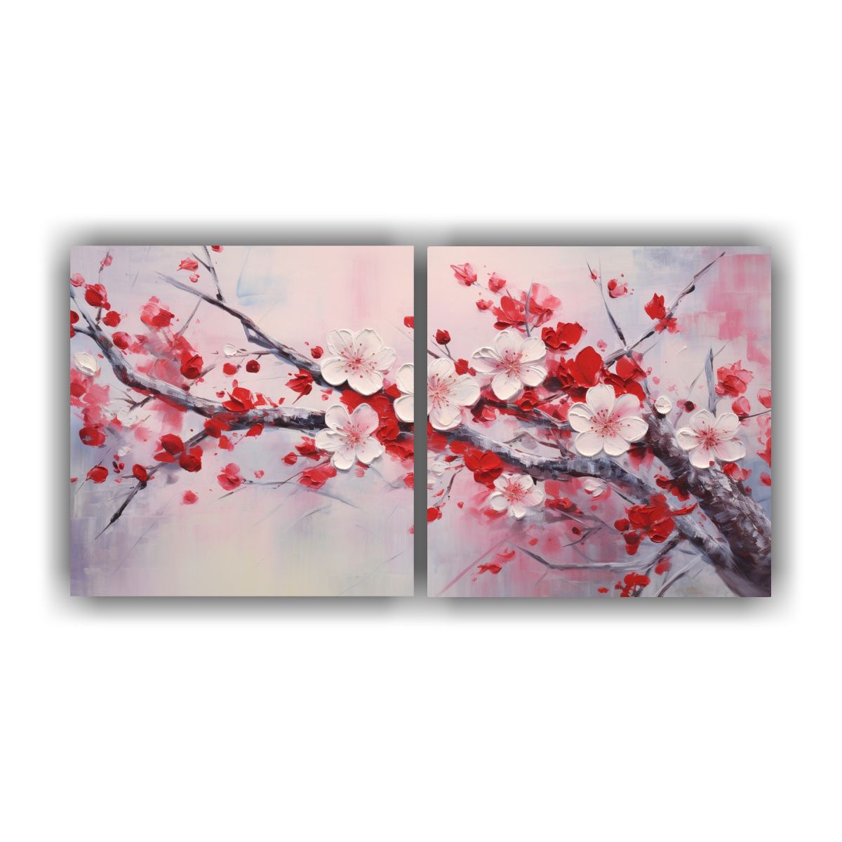 GENERICO - Pintura En Lienzo De Flores De Cerezo Rojas 120x60 Cm