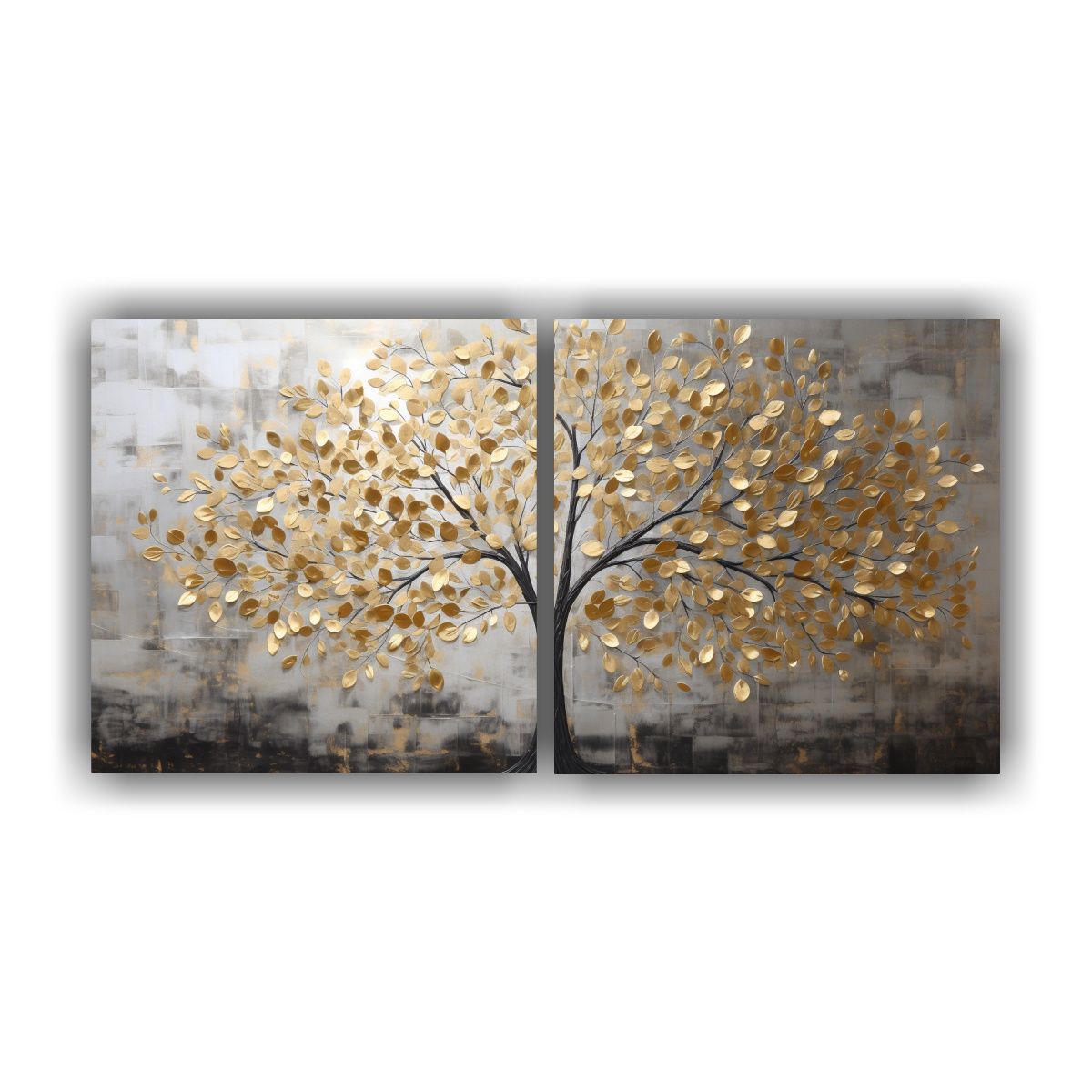GENERICO - Díptico Fotografía Estrellados árbol En Oro Y 120x60 Cm