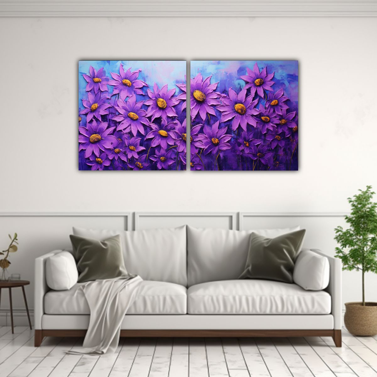 GENERICO - Pintura Creativa De Girasoles Morados En Lienzo 140x70 Cm