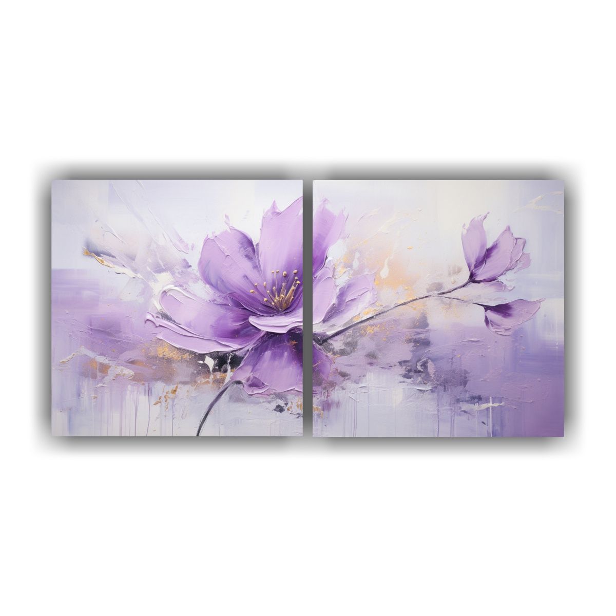 GENERICO - Pintura Horizontal De Flores Púrpuras En Lienzo 120x60 Cm