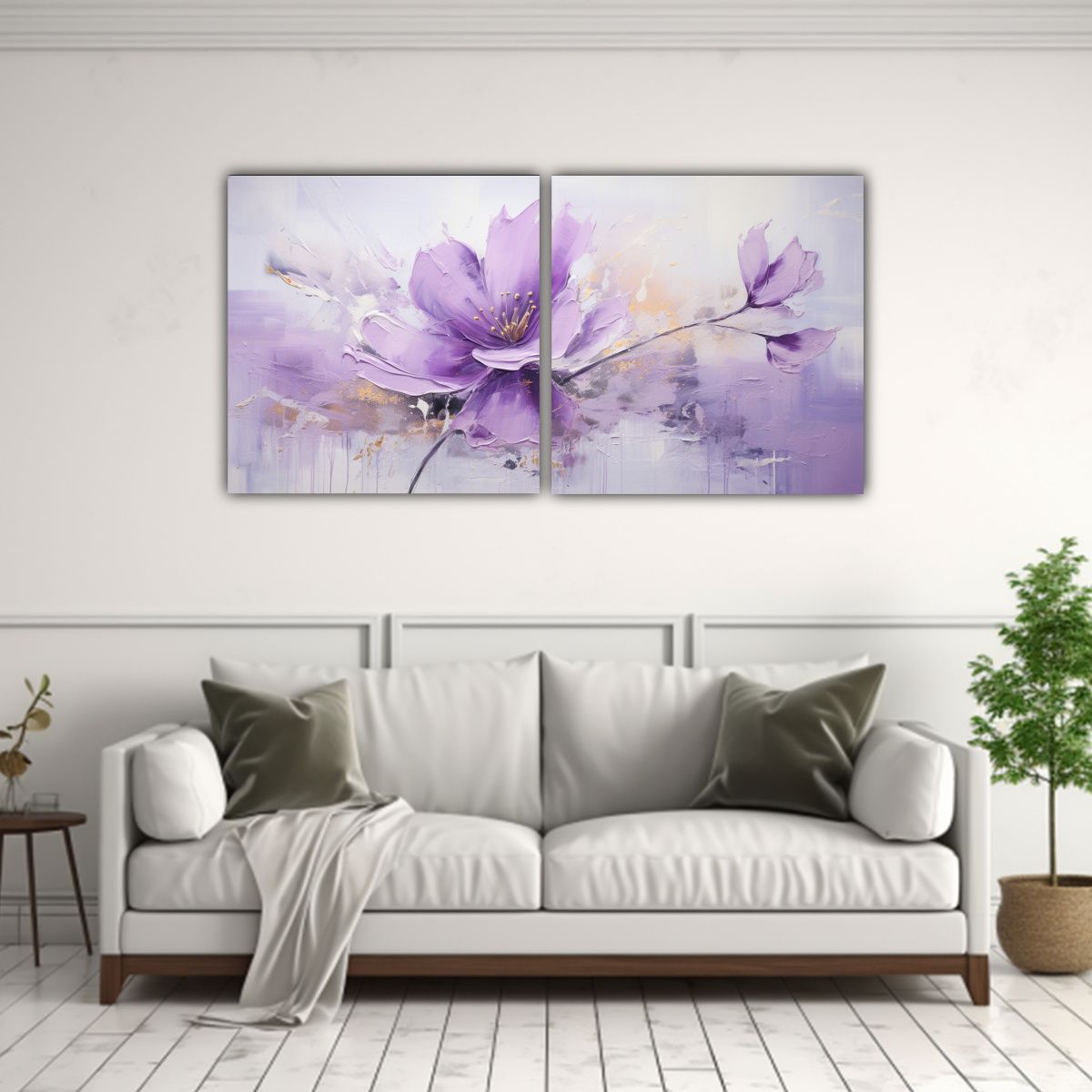 GENERICO - Pintura Horizontal De Flores Púrpuras En Lienzo 120x60 Cm