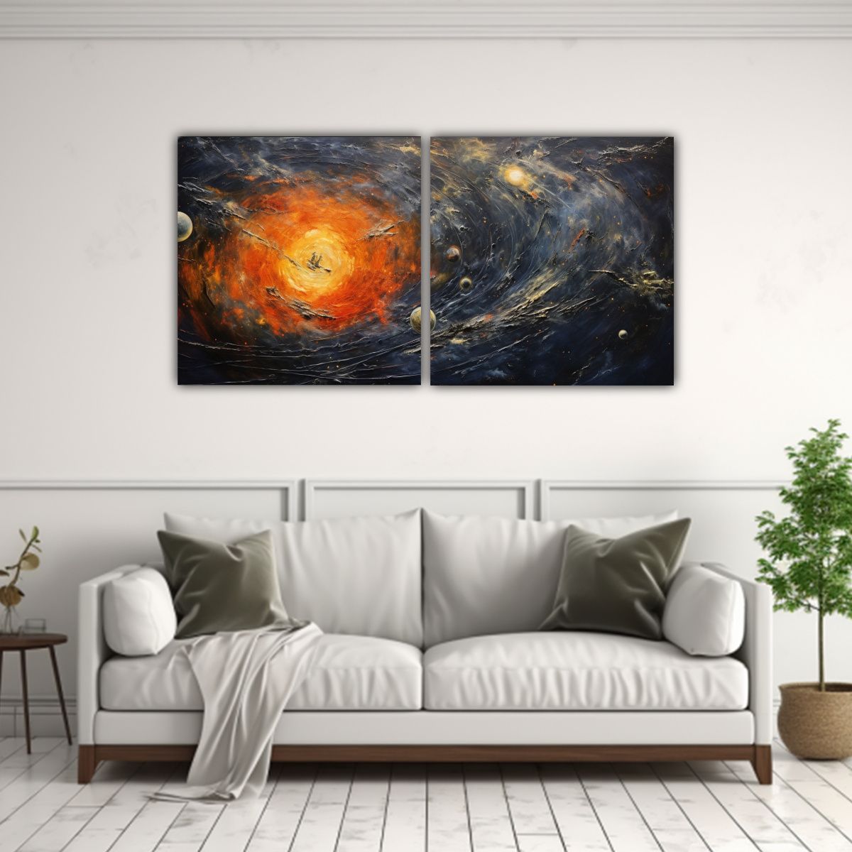 GENERICO - Cuadro Galaxia Con Nave Espacial Para Oficina 140x70 Cm