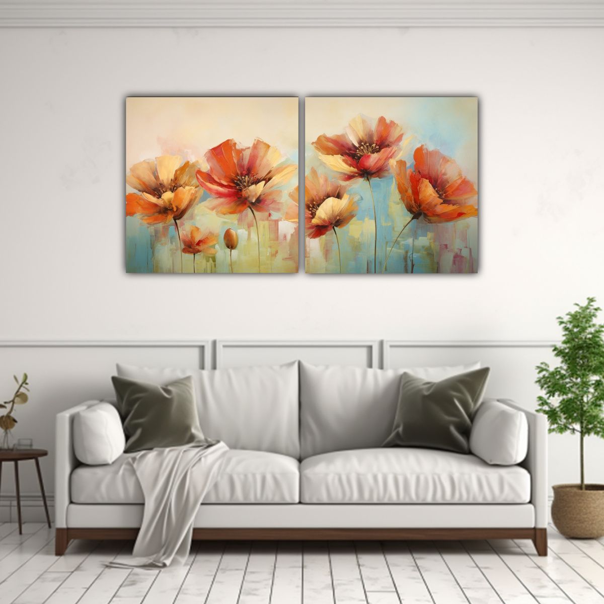 GENERICO - Cuadros De Flores Modernos Y Abstractos En Lienzo 120x60 Cm