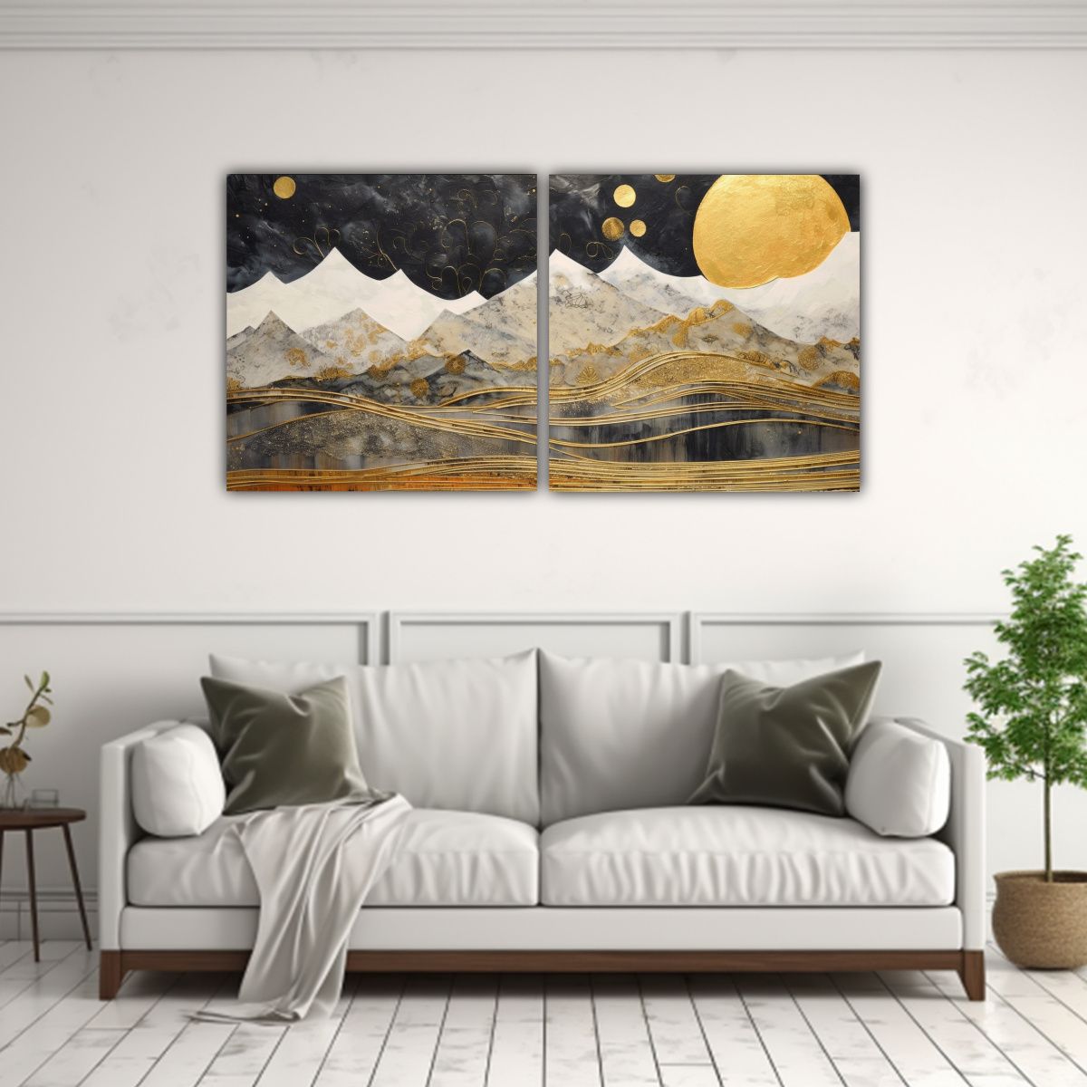 GENERICO - Pintura Con Luna Cerca De Montañas En Bastidor 120x60 Cm